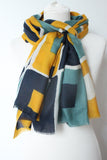 Cube curry seagreen navy Scarf