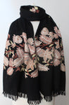 Embroidered black scarf