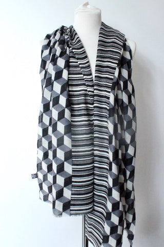 Escher black white scarf