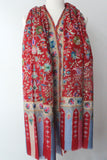 Thin embroidered red Scarf