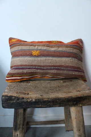 New size Kilim 30cm x 50cm brown stripe cushion