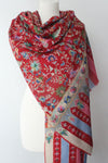 Thin embroidered red Scarf