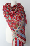 Thin embroidered red Scarf